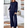 imageAleumdr Womens 2 Piece Outfits Lounge Set Mock Neck Long Sleeve Sweatshirt With Wide Leg Pants Sweatsuit Fall 2025Navy Blue