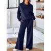 imageAleumdr Womens 2 Piece Outfits Lounge Set Mock Neck Long Sleeve Sweatshirt With Wide Leg Pants Sweatsuit Fall 2025Navy Blue