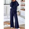 imageAleumdr Womens 2 Piece Outfits Lounge Set Mock Neck Long Sleeve Sweatshirt With Wide Leg Pants Sweatsuit Fall 2025Navy Blue