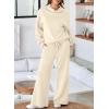 imageAleumdr Womens 2 Piece Outfits Lounge Set Mock Neck Long Sleeve Sweatshirt With Wide Leg Pants Sweatsuit Fall 2025Sail Blue