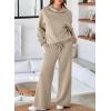imageAleumdr Womens 2 Piece Outfits Lounge Set Mock Neck Long Sleeve Sweatshirt With Wide Leg Pants Sweatsuit Fall 2025Simply Taupe