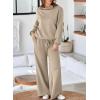 imageAleumdr Womens 2 Piece Outfits Lounge Set Mock Neck Long Sleeve Sweatshirt With Wide Leg Pants Sweatsuit Fall 2025Simply Taupe