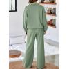 imageAleumdr Womens 2 Piece Outfits Lounge Set Mock Neck Long Sleeve Sweatshirt With Wide Leg Pants Sweatsuit Fall 2025Smoke Green