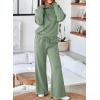 imageAleumdr Womens 2 Piece Outfits Lounge Set Mock Neck Long Sleeve Sweatshirt With Wide Leg Pants Sweatsuit Fall 2025Smoke Green