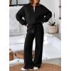 imageAleumdr Womens 2 Piece Outfits Oversized Fleece Sweatsuit Zip Up Long Sleeve Sweatshirt with Wide Leg SweatpantsBlack