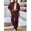 imageAleumdr Womens 2 Piece Outfits Oversized Fleece Sweatsuit Zip Up Long Sleeve Sweatshirt with Wide Leg SweatpantsBurgundy