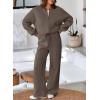 imageAleumdr Womens 2 Piece Outfits Oversized Fleece Sweatsuit Zip Up Long Sleeve Sweatshirt with Wide Leg SweatpantsDark Brown