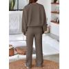 imageAleumdr Womens 2 Piece Outfits Oversized Fleece Sweatsuit Zip Up Long Sleeve Sweatshirt with Wide Leg SweatpantsDark Brown