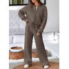 imageAleumdr Womens 2 Piece Outfits Oversized Fleece Sweatsuit Zip Up Long Sleeve Sweatshirt with Wide Leg SweatpantsDark Brown