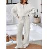imageAleumdr Womens 2 Piece Outfits Oversized Fleece Sweatsuit Zip Up Long Sleeve Sweatshirt with Wide Leg SweatpantsLight Grey