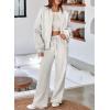 imageAleumdr Womens 2 Piece Outfits Oversized Fleece Sweatsuit Zip Up Long Sleeve Sweatshirt with Wide Leg SweatpantsLight Grey