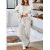 imageAleumdr Womens 2 Piece Outfits Oversized Fleece Sweatsuit Zip Up Long Sleeve Sweatshirt with Wide Leg SweatpantsLight Grey