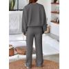imageAleumdr Womens 2 Piece Outfits Oversized Fleece Sweatsuit Zip Up Long Sleeve Sweatshirt with Wide Leg SweatpantsMedium Grey