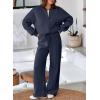 imageAleumdr Womens 2 Piece Outfits Oversized Fleece Sweatsuit Zip Up Long Sleeve Sweatshirt with Wide Leg SweatpantsNavy Blue