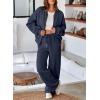 imageAleumdr Womens 2 Piece Outfits Oversized Fleece Sweatsuit Zip Up Long Sleeve Sweatshirt with Wide Leg SweatpantsNavy Blue