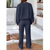imageAleumdr Womens 2 Piece Outfits Oversized Fleece Sweatsuit Zip Up Long Sleeve Sweatshirt with Wide Leg SweatpantsNavy Blue