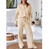 imageAleumdr Womens 2 Piece Outfits Oversized Fleece Sweatsuit Zip Up Long Sleeve Sweatshirt with Wide Leg SweatpantsOatmeal