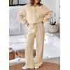 imageAleumdr Womens 2 Piece Outfits Oversized Fleece Sweatsuit Zip Up Long Sleeve Sweatshirt with Wide Leg SweatpantsOatmeal