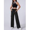 imageAleumdr Womens Cargo Sweatpants High Waisted Wide Leg Pants Athletic Casual Baggy Sweat Pants with PocketsBlack
