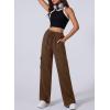 imageAleumdr Womens Cargo Sweatpants High Waisted Wide Leg Pants Athletic Casual Baggy Sweat Pants with PocketsDark Brown