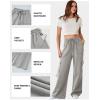 imageAleumdr Womens Cargo Sweatpants High Waisted Wide Leg Pants Athletic Casual Baggy Sweat Pants with PocketsLight Grey