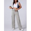 imageAleumdr Womens Cargo Sweatpants High Waisted Wide Leg Pants Athletic Casual Baggy Sweat Pants with PocketsLight Grey