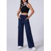 imageAleumdr Womens Cargo Sweatpants High Waisted Wide Leg Pants Athletic Casual Baggy Sweat Pants with PocketsNavy Blue