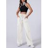 imageAleumdr Womens Cargo Sweatpants High Waisted Wide Leg Pants Athletic Casual Baggy Sweat Pants with PocketsWhite
