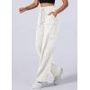imageAleumdr Womens Cargo Sweatpants High Waisted Wide Leg Pants Athletic Casual Baggy Sweat Pants with PocketsWhite