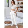 imageAleumdr Womens Sweatpants Cargo Joggers Baggy Sweat Fall Pants Athletic Cotton Fleece Lined Casual Pants with PocketsA7 White
