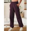 imageAleumdr Womens Sweatpants Cargo Joggers Baggy Sweat Fall Pants Athletic Cotton Fleece Lined Casual Pants with PocketsA8 Dark Red