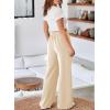 imageAleumdr Womens Wide Leg Sweatpants Elastic High Waisted Long Pants Casual Loose Yoga Pants with Pockets 2025Beige