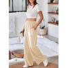 imageAleumdr Womens Wide Leg Sweatpants Elastic High Waisted Long Pants Casual Loose Yoga Pants with Pockets 2025Beige