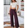 imageAleumdr Womens Wide Leg Sweatpants Elastic High Waisted Long Pants Casual Loose Yoga Pants with Pockets 2025Burgundy