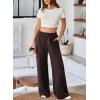 imageAleumdr Womens Wide Leg Sweatpants Elastic High Waisted Long Pants Casual Loose Yoga Pants with Pockets 2025Dark Brown