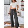 imageAleumdr Womens Wide Leg Sweatpants Elastic High Waisted Long Pants Casual Loose Yoga Pants with Pockets 2025Dark Grey