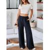 imageAleumdr Womens Wide Leg Sweatpants Elastic High Waisted Long Pants Casual Loose Yoga Pants with Pockets 2025Navy Blue