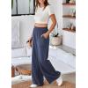 imageAleumdr Womens Wide Leg Sweatpants Elastic High Waisted Long Pants Casual Loose Yoga Pants with Pockets 2025Sail Blue