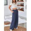 imageAleumdr Womens Wide Leg Sweatpants Elastic High Waisted Long Pants Casual Loose Yoga Pants with Pockets 2025Sail Blue