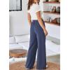 imageAleumdr Womens Wide Leg Sweatpants Elastic High Waisted Long Pants Casual Loose Yoga Pants with Pockets 2025Sail Blue