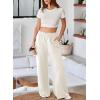 imageAleumdr Womens Wide Leg Sweatpants Elastic High Waisted Long Pants Casual Loose Yoga Pants with Pockets 2025White