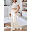 imageAleumdr Womens Wide Leg Sweatpants Elastic High Waisted Long Pants Casual Loose Yoga Pants with Pockets 2025White