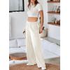 imageAleumdr Womens Wide Leg Sweatpants Elastic High Waisted Long Pants Casual Loose Yoga Pants with Pockets 2025White