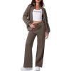 imageAleumdr Sweat Set for Women Two Piece Sweatsuit Tracksuits Matching Sets Zip Up Jackets Fleece Lined Wide Leg Sweatpants 2024 Fall Womens Athletic Clothing Travel Lounge Sets Brown XL