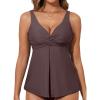 imageAleumdr Tankini Tops for Women Swim Top Only Tummy Control Bathing Suit Twist Front Top No Bottom Slimming SwimwearA3 Brown