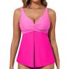 imageAleumdr Tankini Tops for Women Swim Top Only Tummy Control Bathing Suit Twist Front Top No Bottom Slimming SwimwearA4 Hot Pink