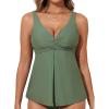 imageAleumdr Tankini Tops for Women Swim Top Only Tummy Control Bathing Suit Twist Front Top No Bottom Slimming SwimwearA5 Light Green