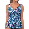 imageAleumdr Tankini Tops for Women Swim Top Only Tummy Control Bathing Suit Twist Front Top No Bottom Slimming SwimwearA7 Printed Green