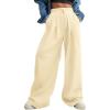 imageAleumdr Wide Leg Sweatpants for Women 2025 Trendy Fashion High Waisted Drawstring Loose Long Pants with PocketsBeige