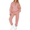 imageAleumdr Women 2 Piece Outfits Sweatsuit Oversized Half Zip Pullover Long Sleeve Sweatshirt Jogger Pants Set with PocketsPink